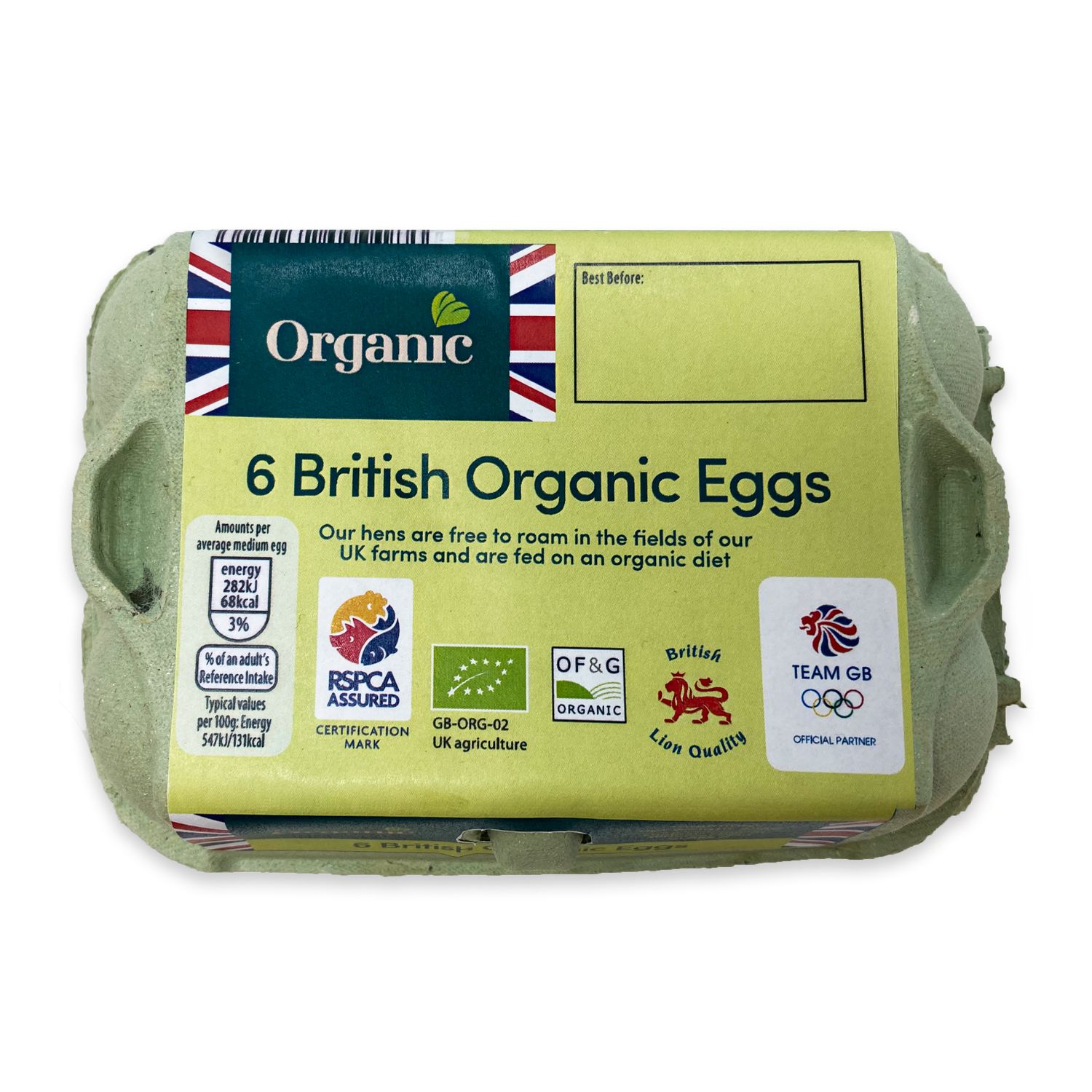 Merevale British Organic Mixed Weight Eggs 328g/6 Pack
