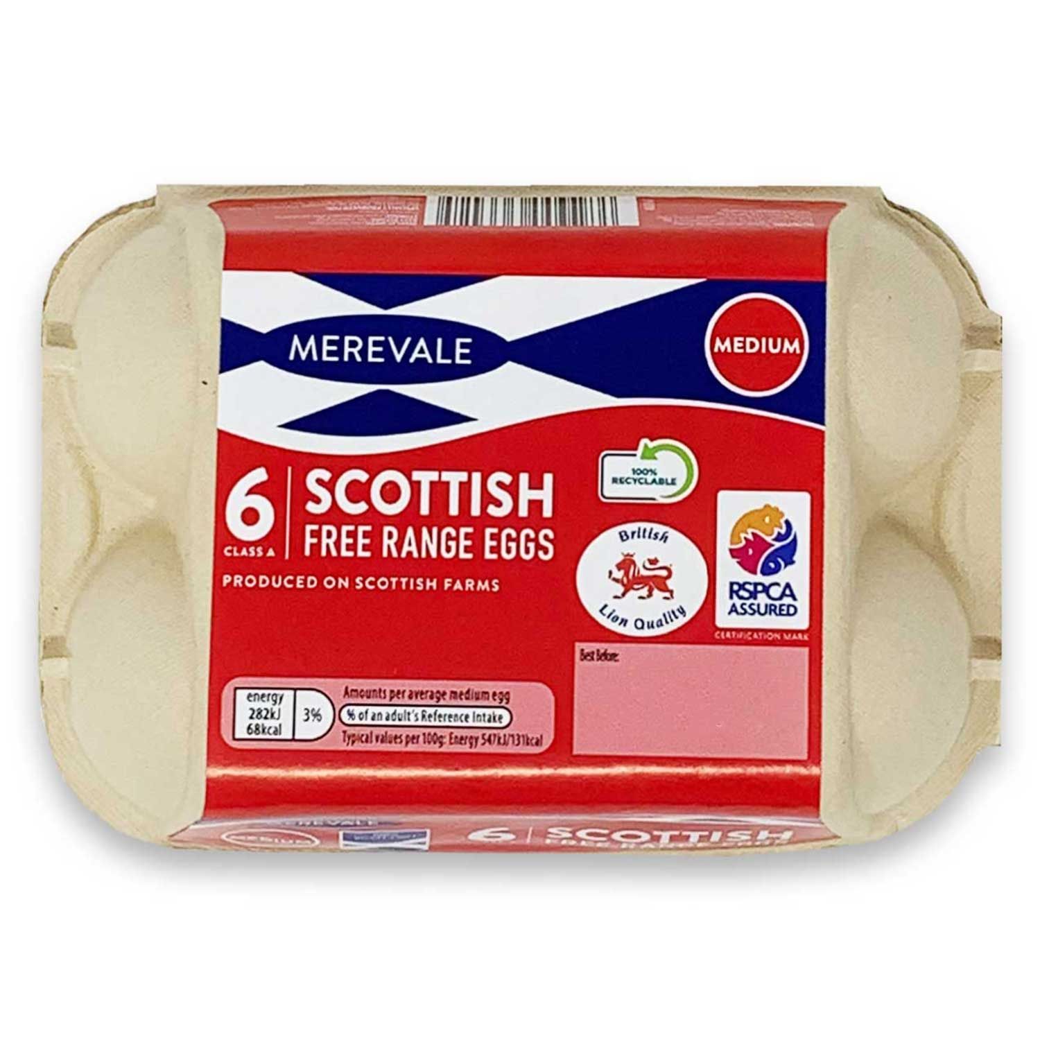 Merevale Medium Scottish Free Range Eggs 6 Pack